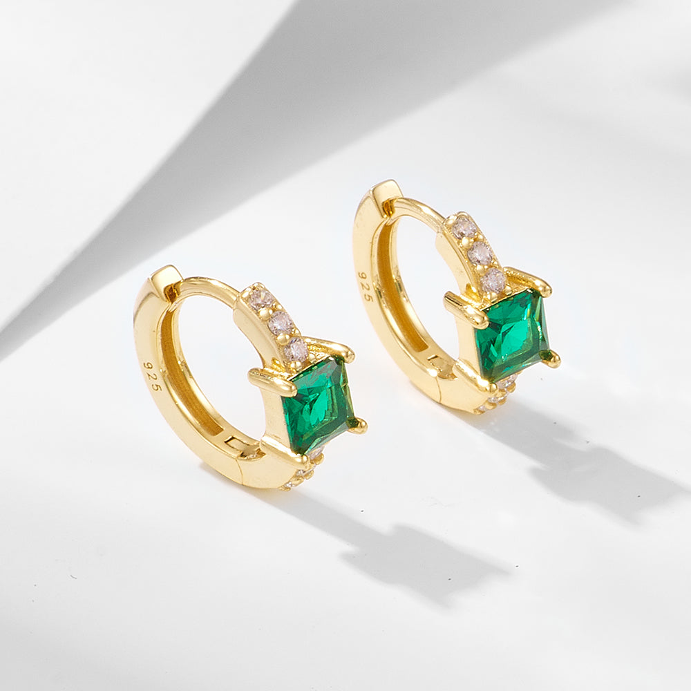 simple Geometric Square Huggie Hoop Earrings