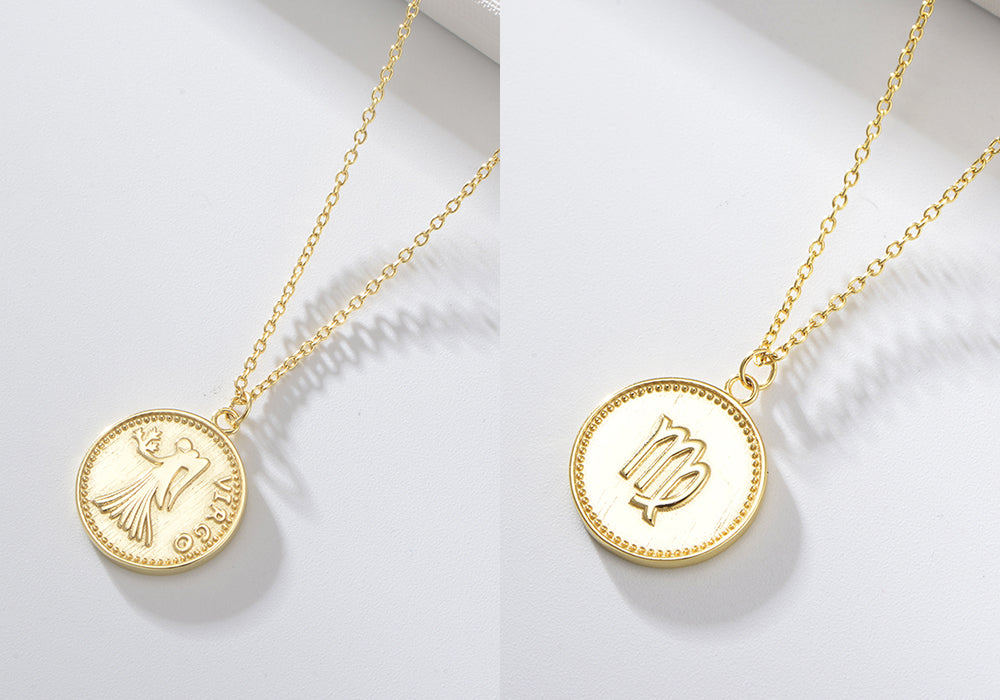 Zodiac Coin Twelve Constellations Necklace