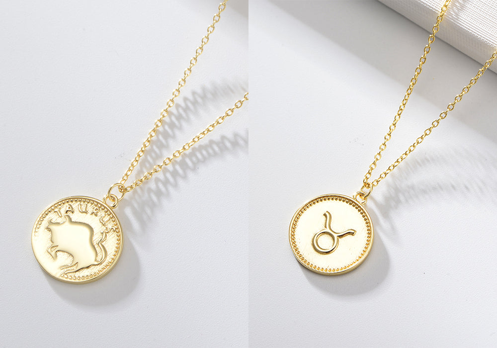Zodiac Coin Twelve Constellations Necklace