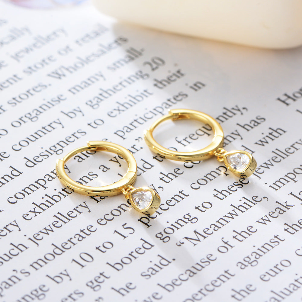 Huggie Hoop Earrings Pear Cubic Zirconia Stones Drop Earring