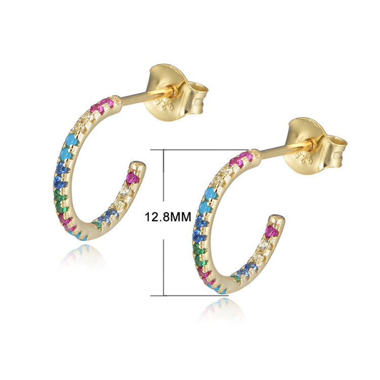 Fashion Colorful Zircon 925 Sterling Silver Rainbow Earrings