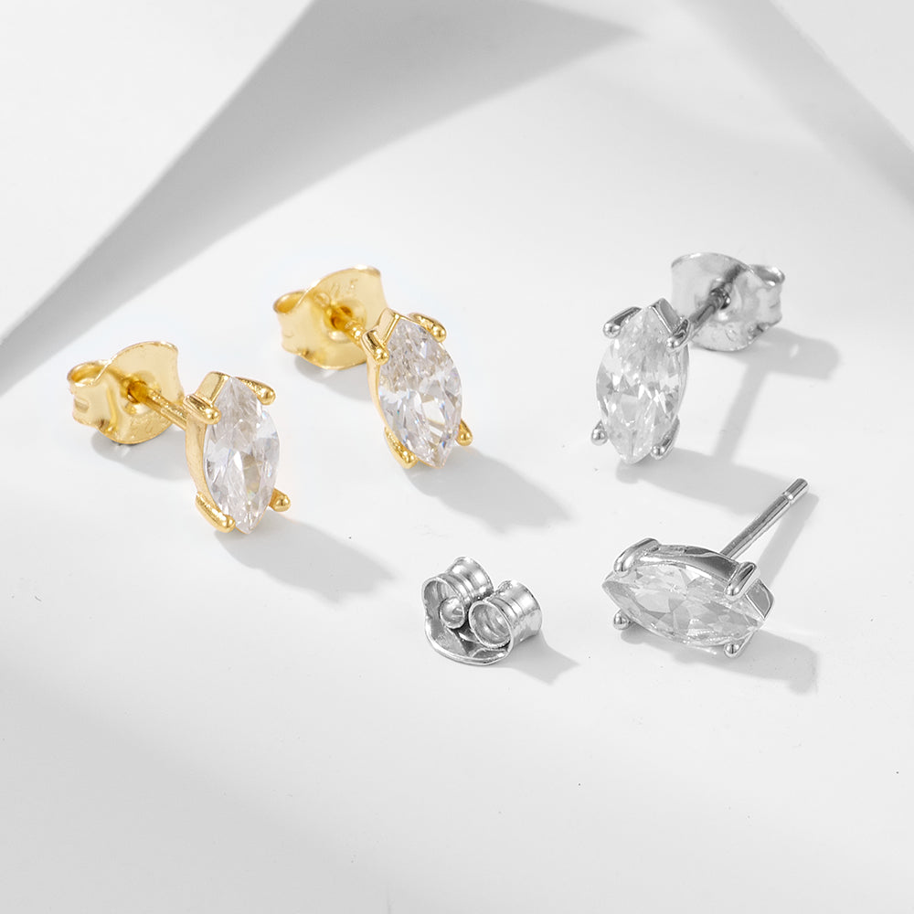 Sparkling CZ Stones Huggie Stud Earrings
