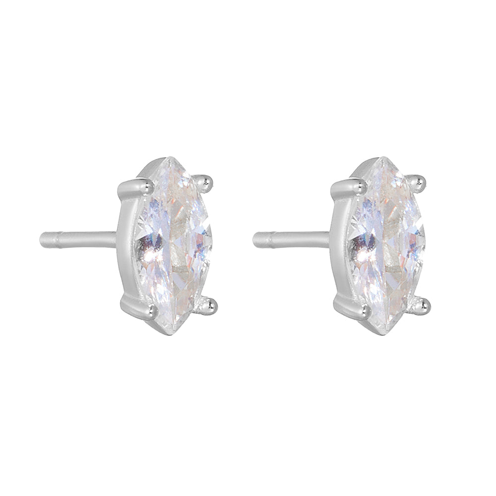 Sparkling CZ Stones Huggie Stud Earrings