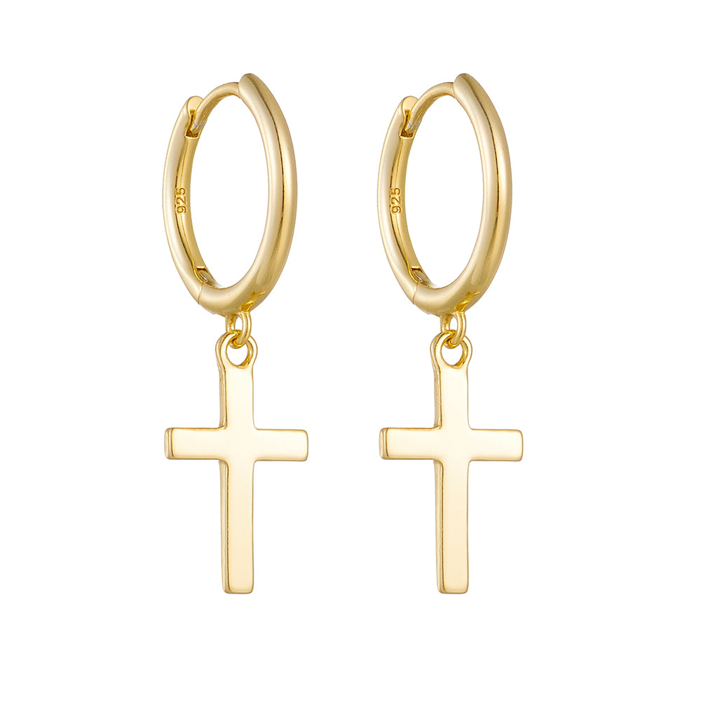 Cross Shaped  Huggie Hoop Earrings