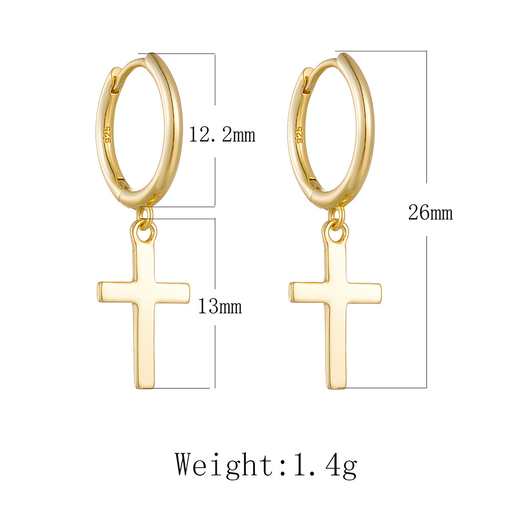 Cross Shaped  Huggie Hoop Earrings