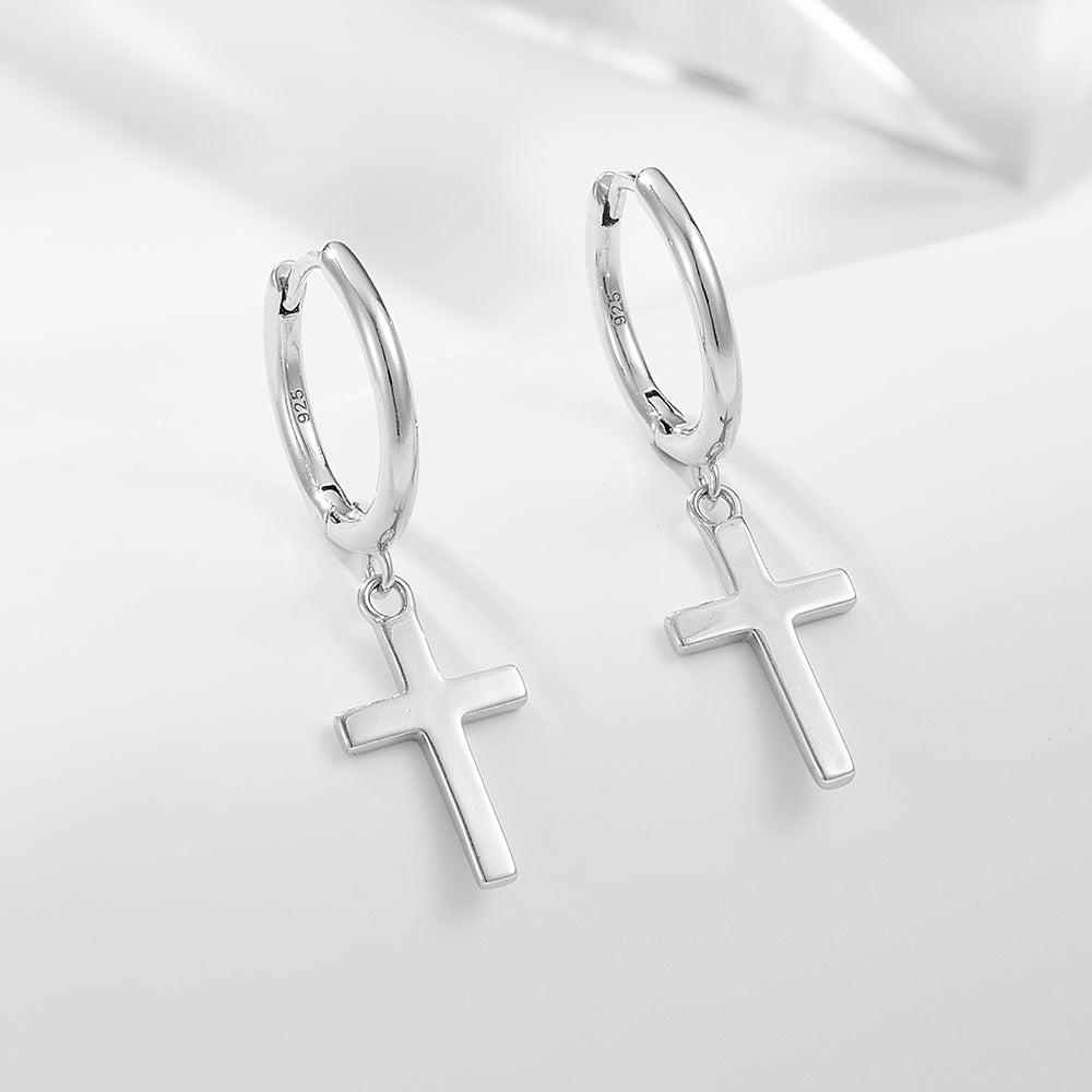 Cross Shaped  Huggie Hoop Earrings