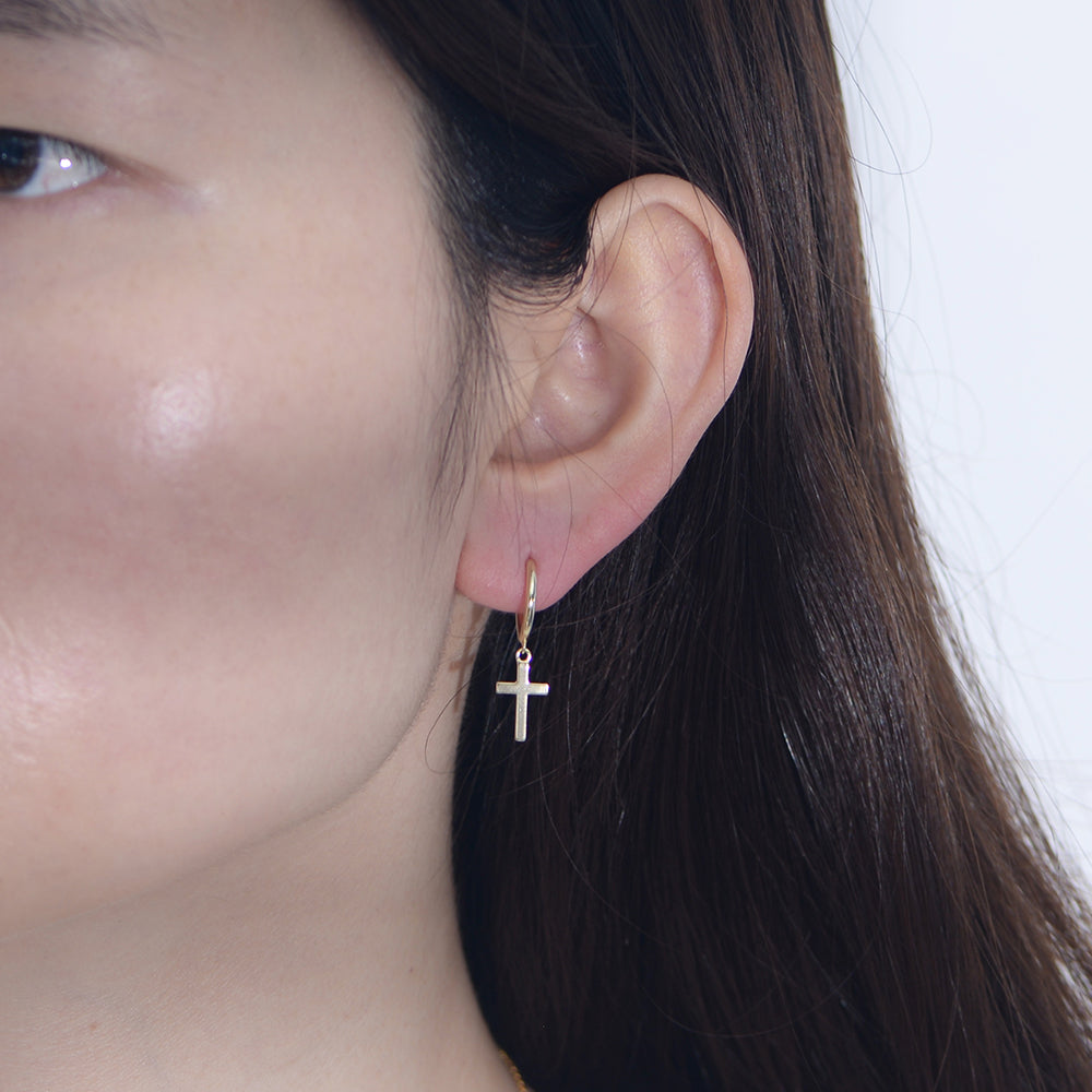 Cross Shaped  Huggie Hoop Earrings