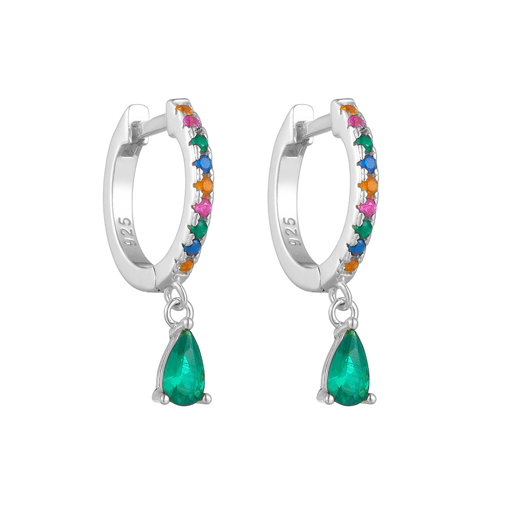 Drop Charm Huggie Hoop Earrings