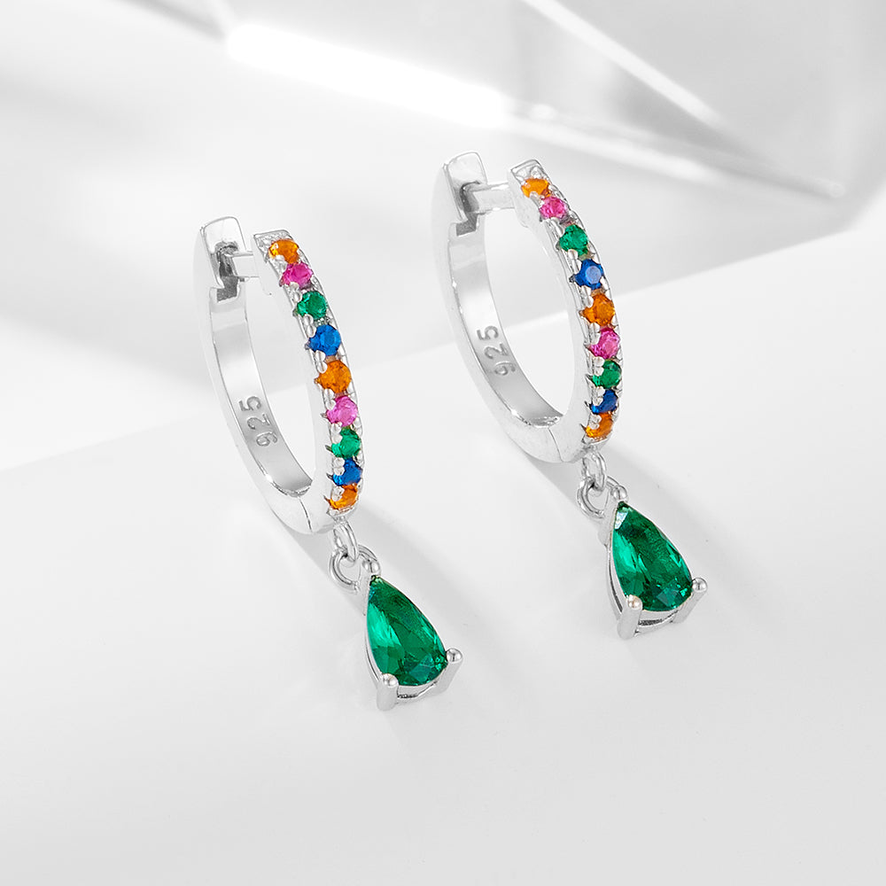 Drop Charm Huggie Hoop Earrings