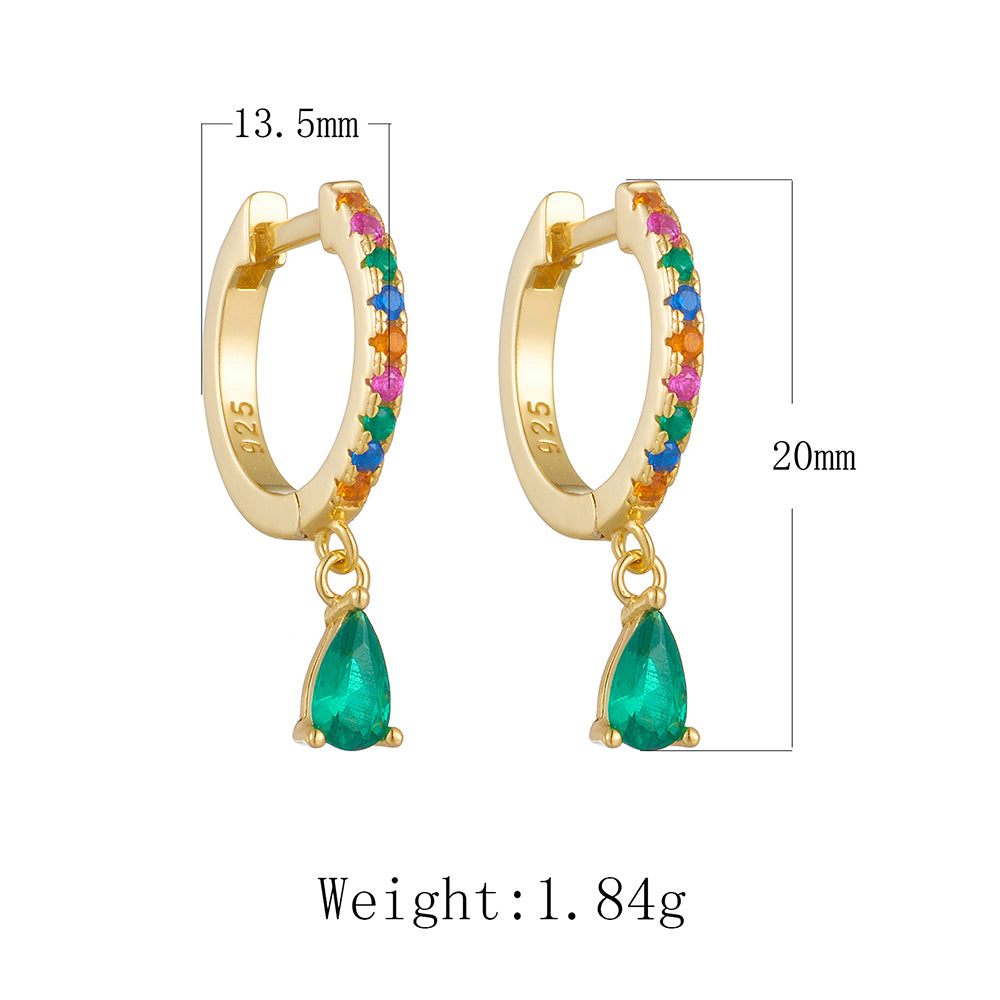 Drop Charm Huggie Hoop Earrings
