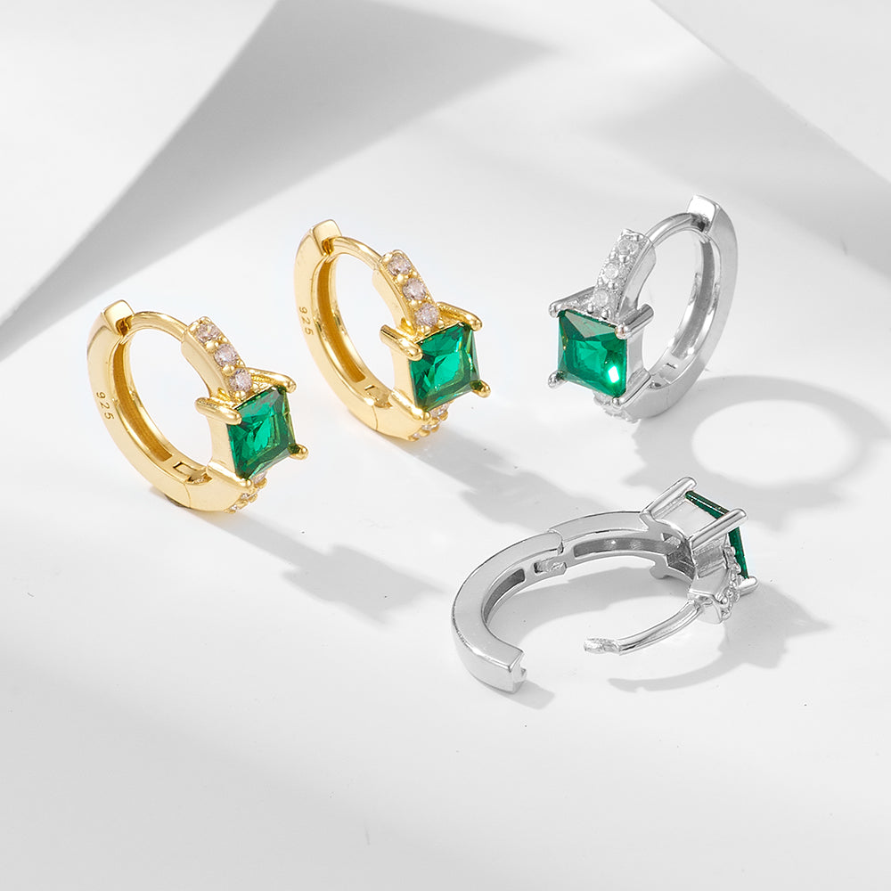 simple Geometric Square Huggie Hoop Earrings