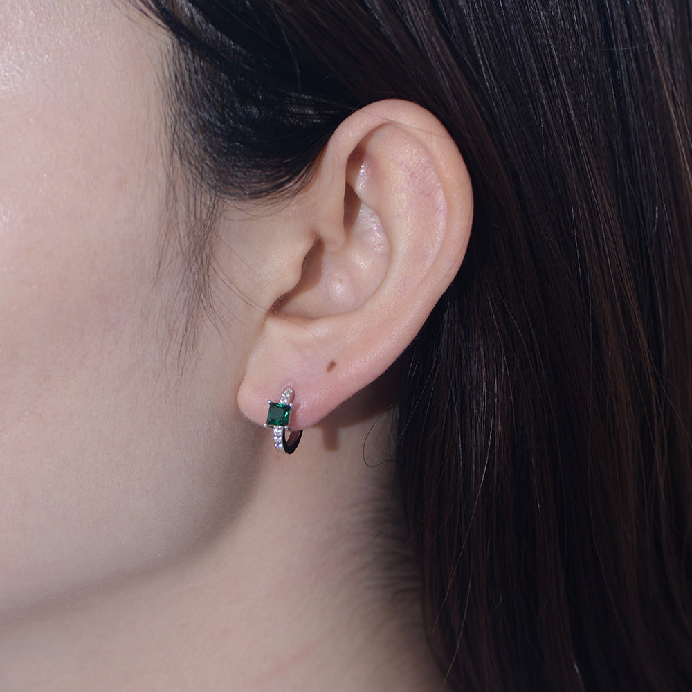 simple Geometric Square Huggie Hoop Earrings