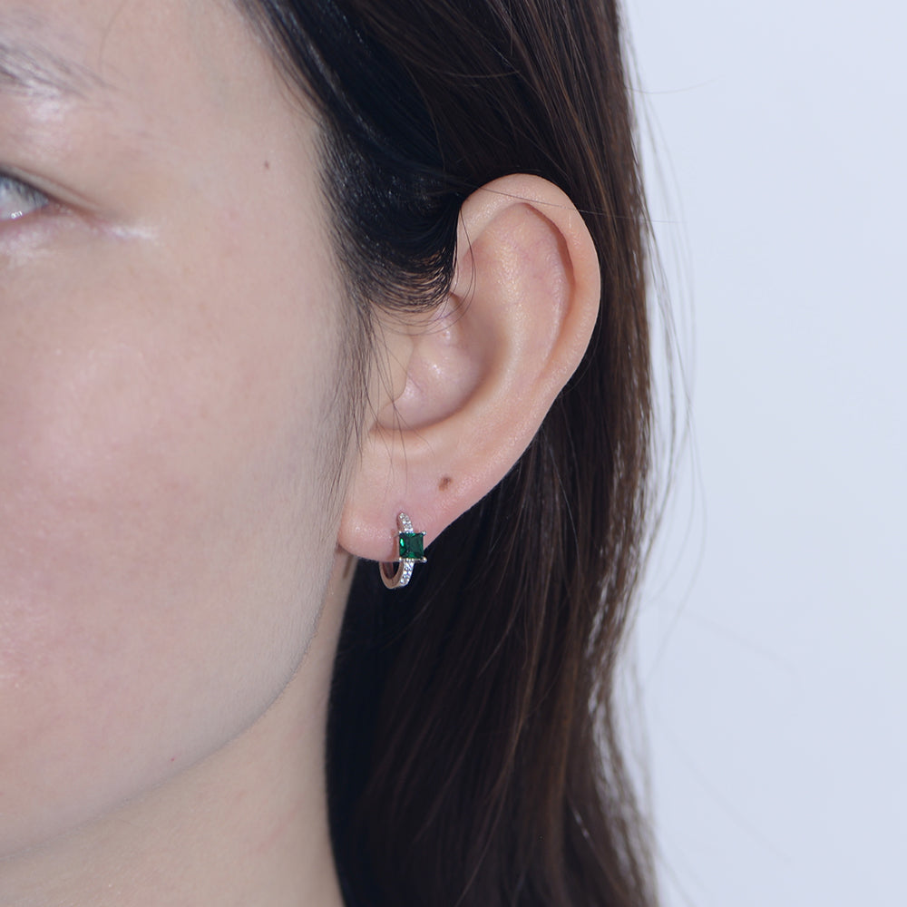 simple Geometric Square Huggie Hoop Earrings