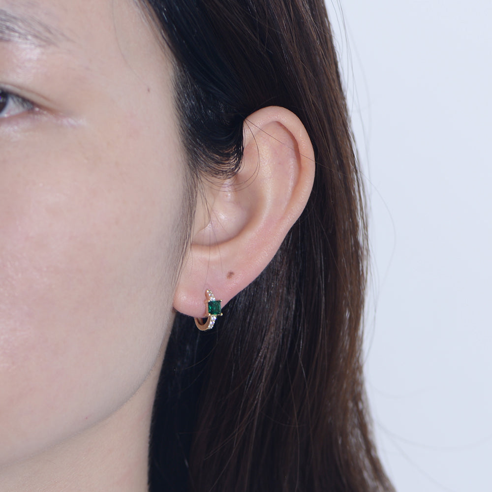 simple Geometric Square Huggie Hoop Earrings