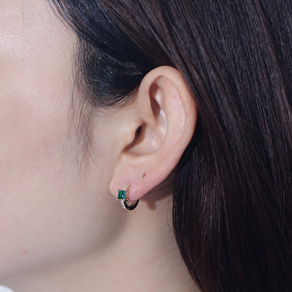 simple Geometric Square Huggie Hoop Earrings