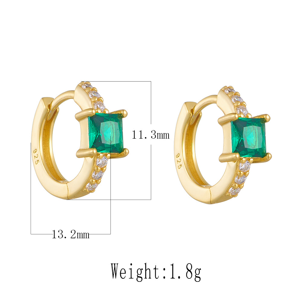 simple Geometric Square Huggie Hoop Earrings