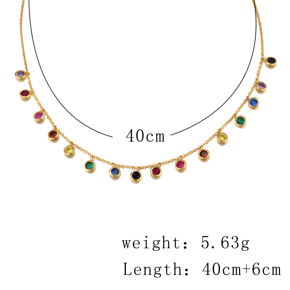 Rainbow Zirconia 925 Silver Fashion Necklace