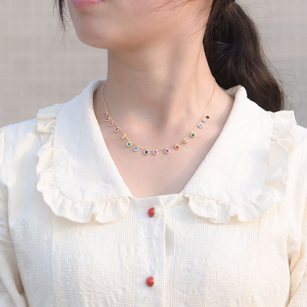 Rainbow Zirconia 925 Silver Fashion Necklace