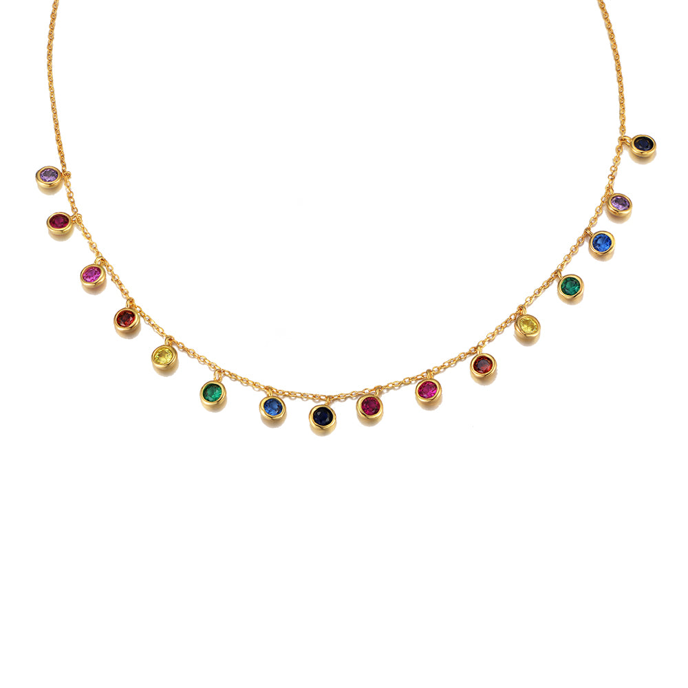 Rainbow Zirconia 925 Silver Fashion Necklace