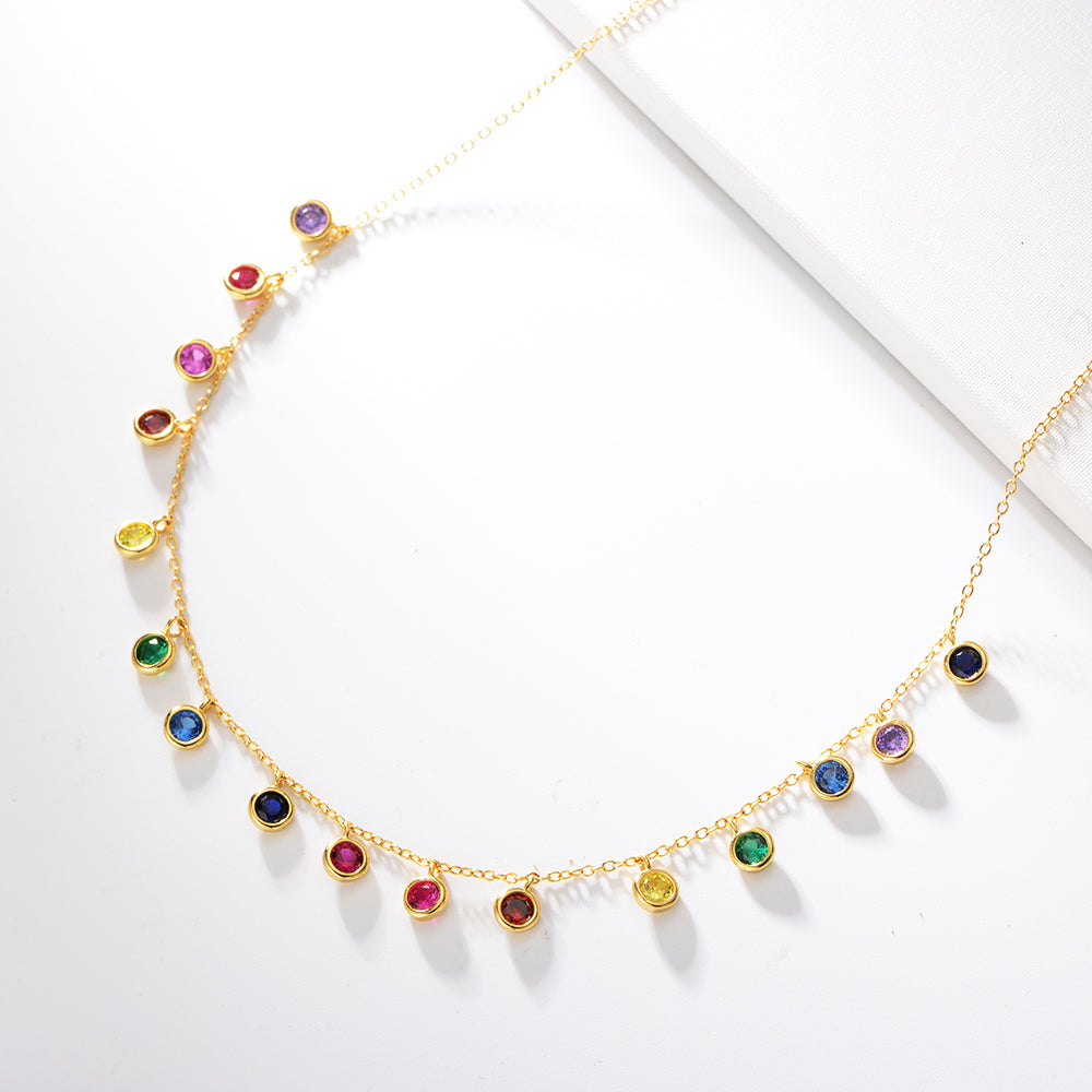 Rainbow Zirconia 925 Silver Fashion Necklace
