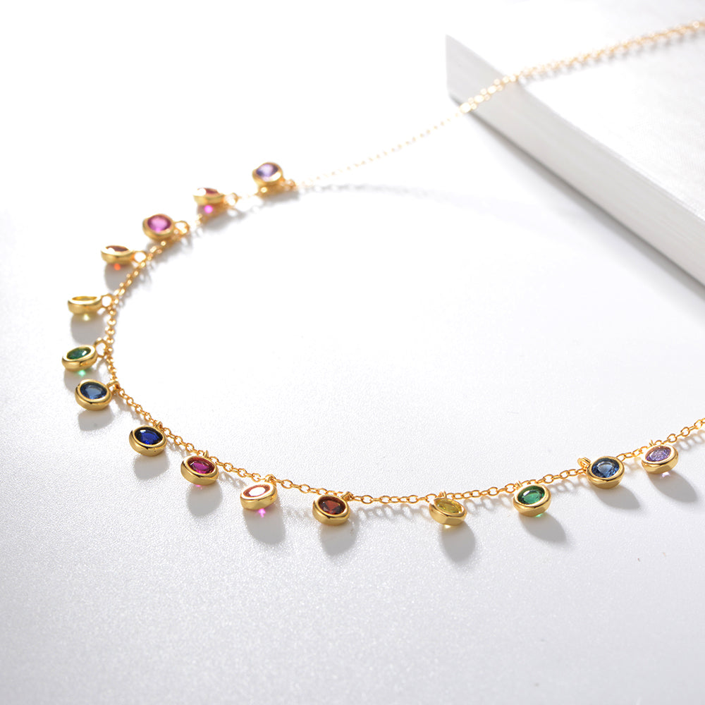 Rainbow Zirconia 925 Silver Fashion Necklace