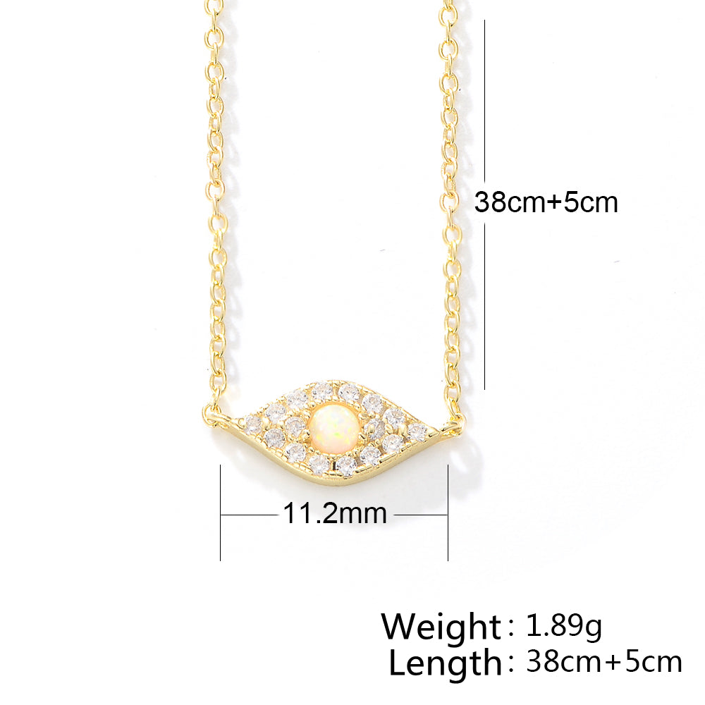 Opal Zircon Evil Eye Necklace