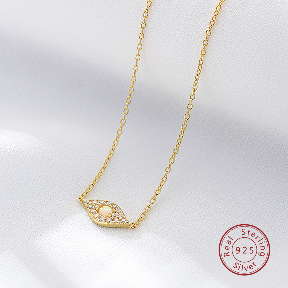 Opal Zircon Evil Eye Necklace