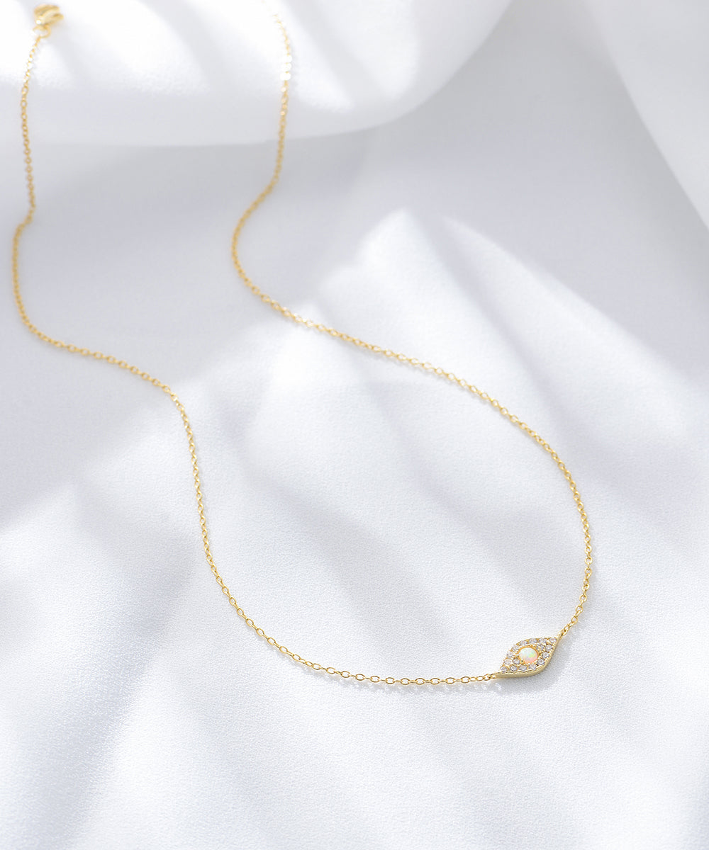 Opal Zircon Evil Eye Necklace