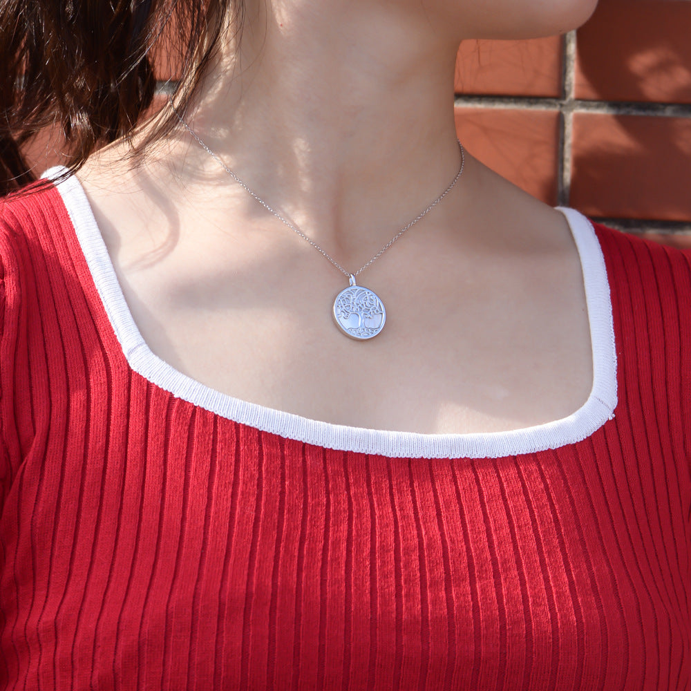 Pearl Shell Tree Of Life Pendant Necklace