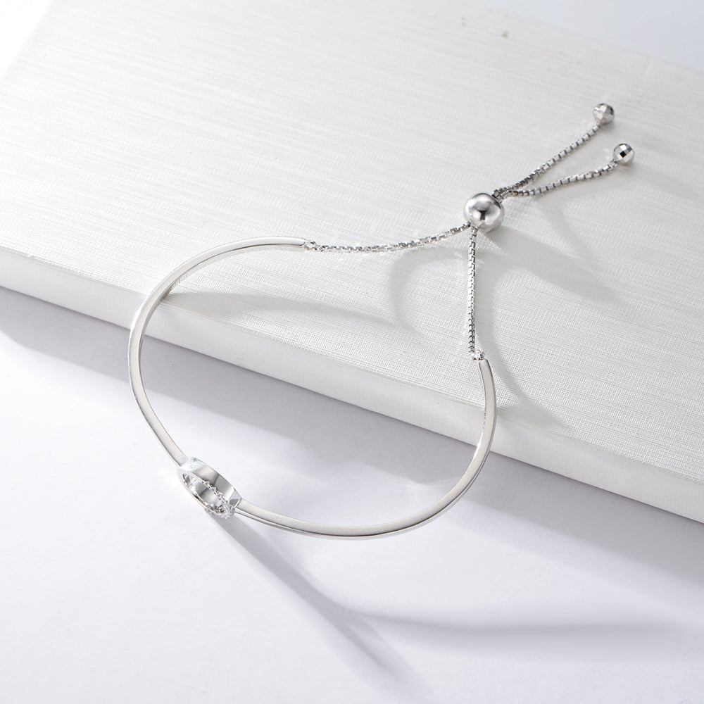 Vintage 925 Sterling Silver Channel Setting Zircon Stone Round Bracelet