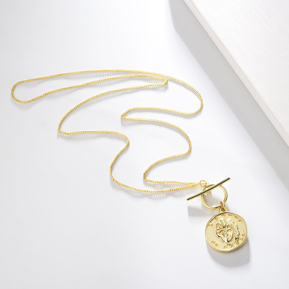 Portrait  Coin Round Disc Pendant Necklace