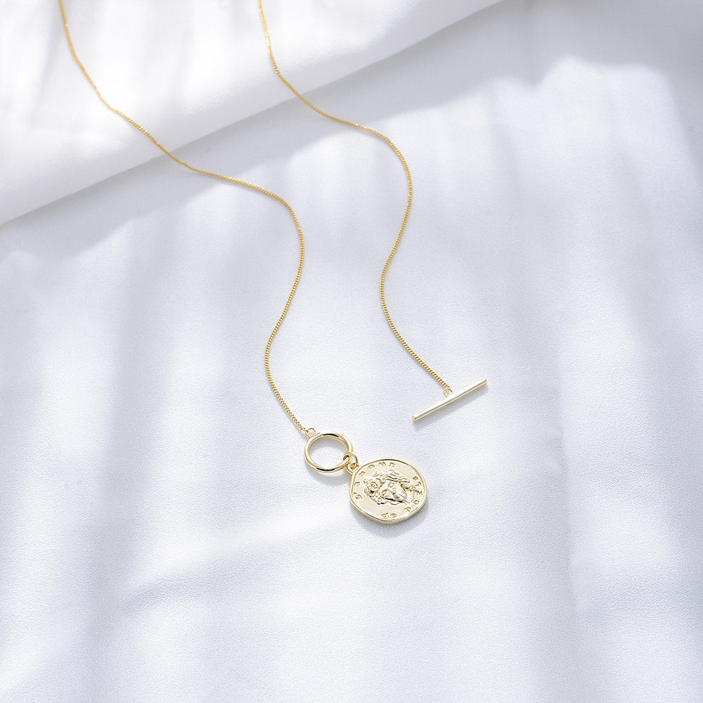 Portrait  Coin Round Disc Pendant Necklace