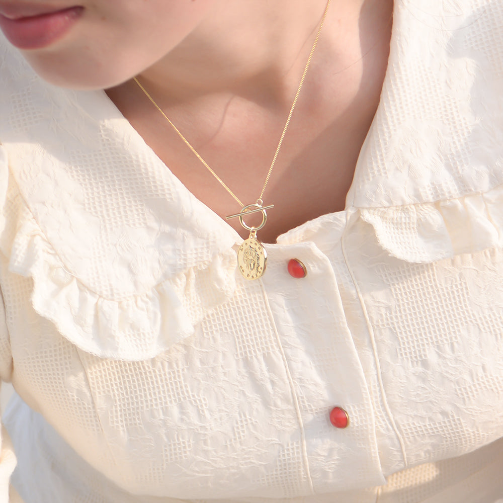 Portrait  Coin Round Disc Pendant Necklace