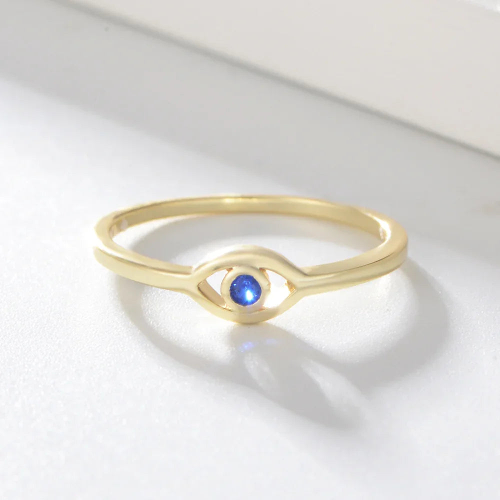 Blue Eye Rings Gold Plated Color CZ Stone Rings