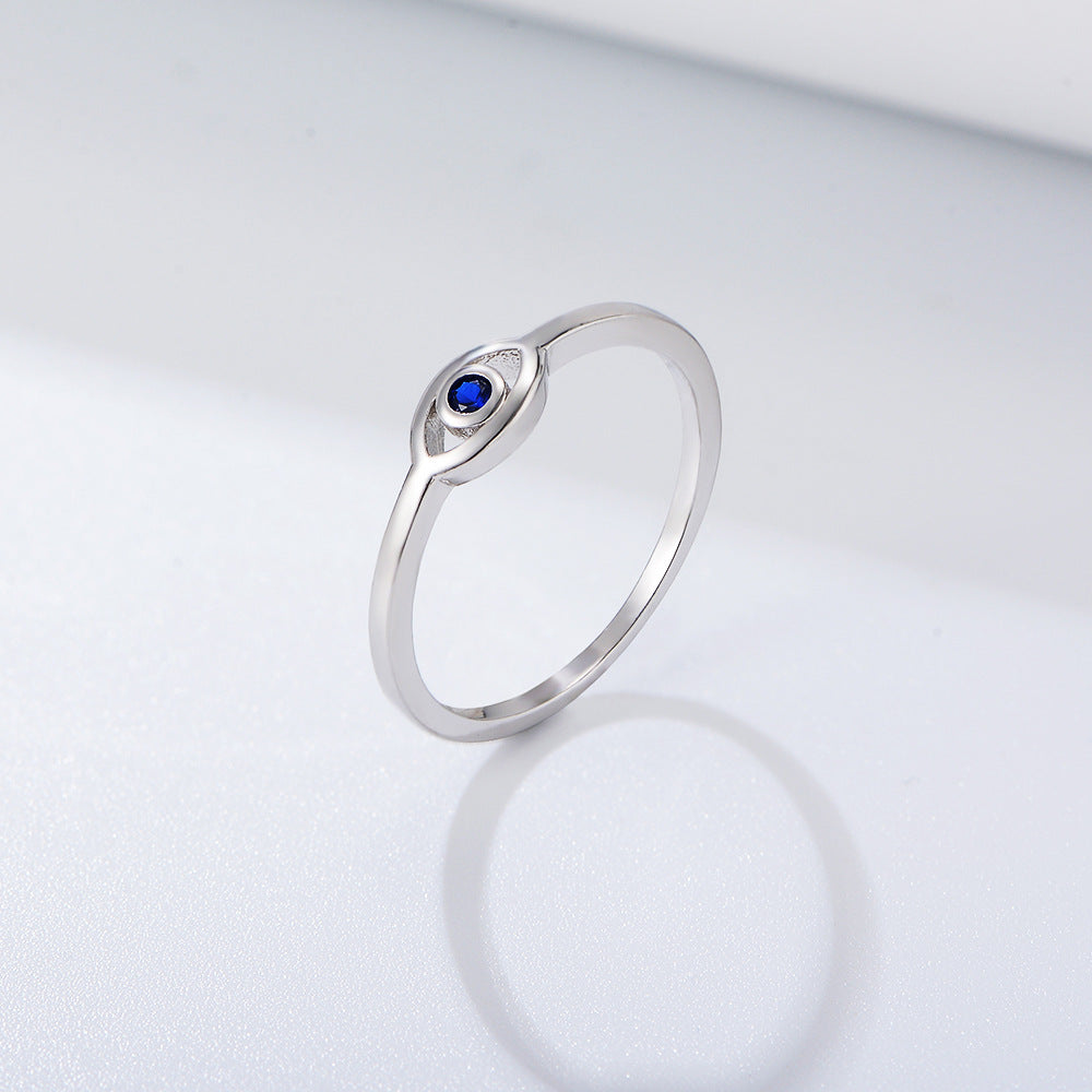 Fashion Blue Eye Rings Gold Plated Color CZ Stone Rings 925 Sterling Silver Eye Ring For Women Gift