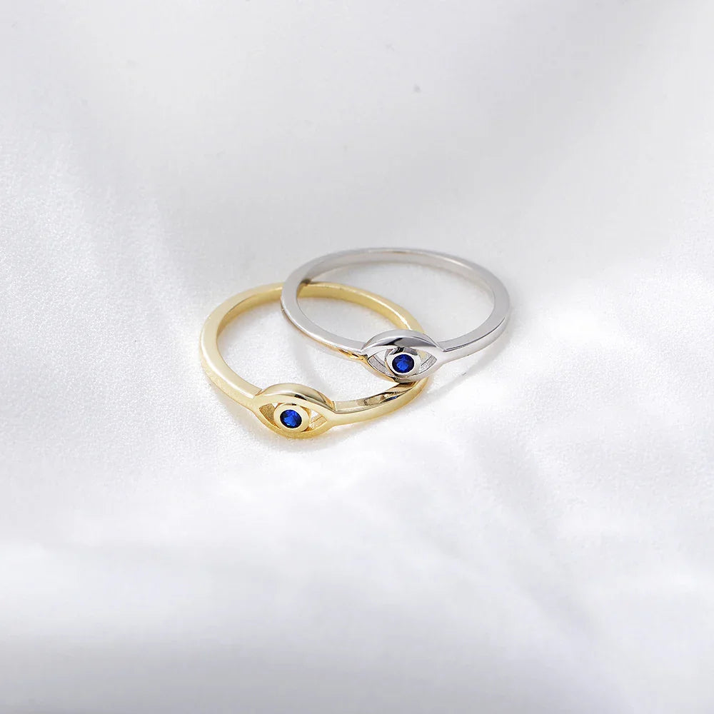Blue Eye Rings Gold Plated Color CZ Stone Rings