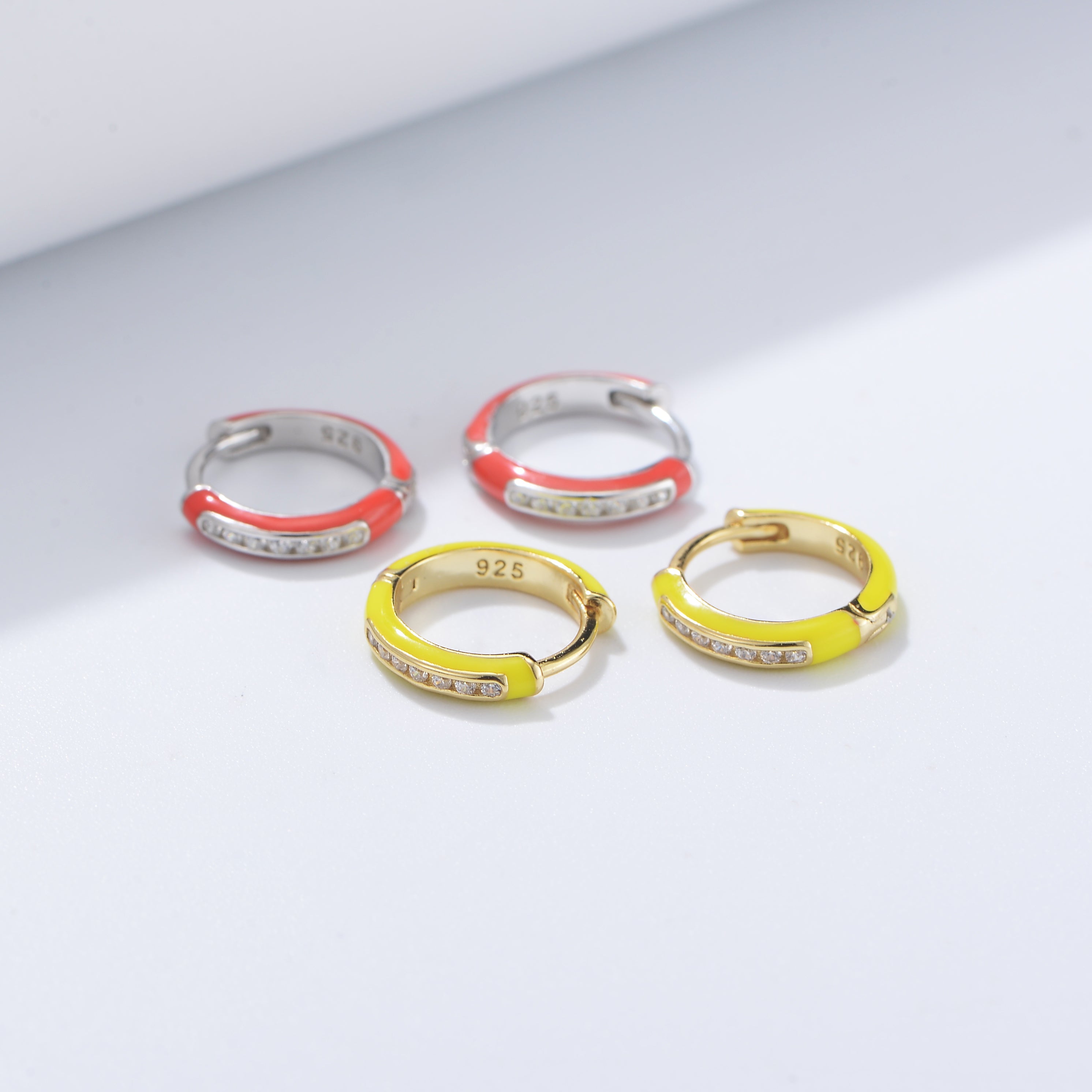 Trendy Jewelry Cubic Zirconia Enamel Huggie Earrings