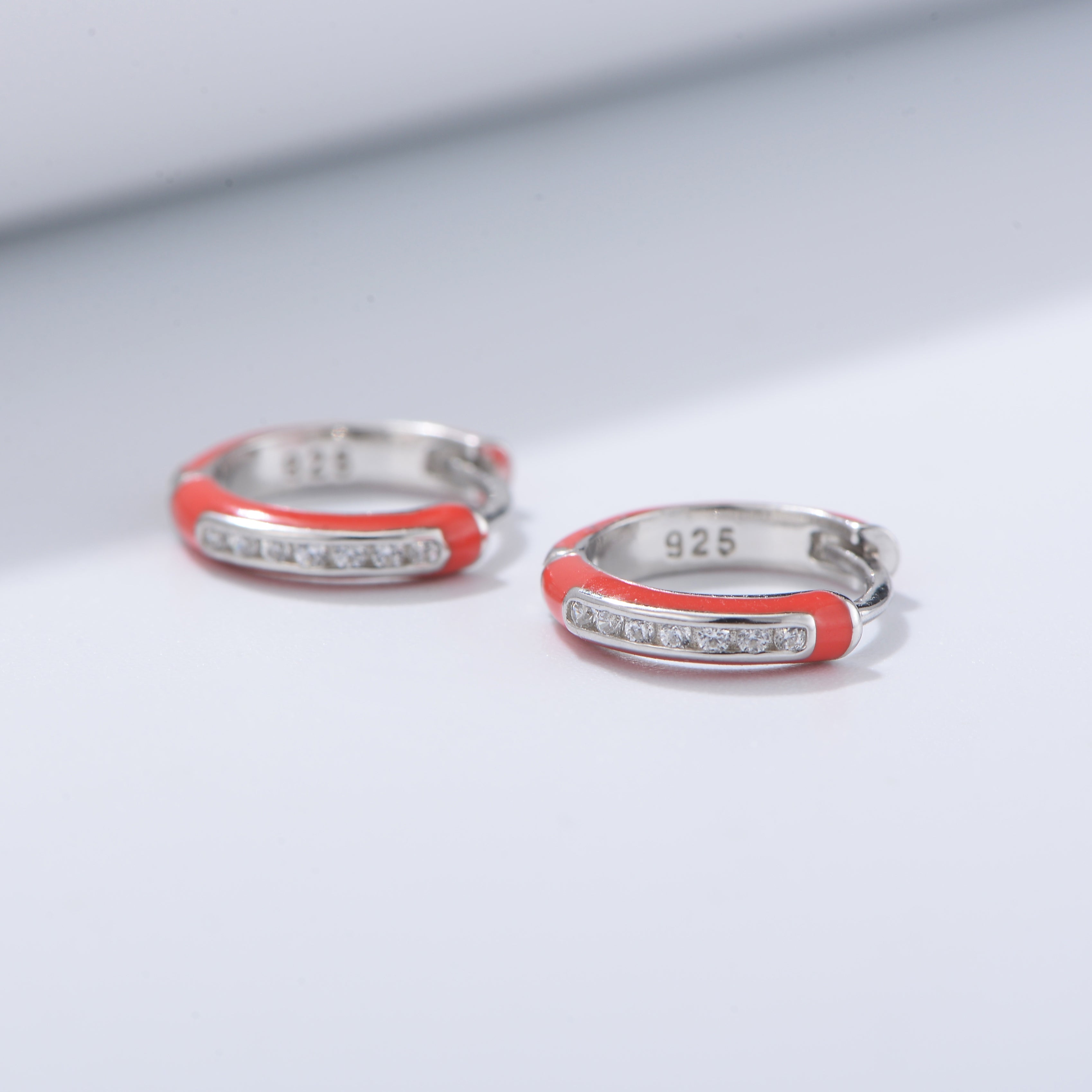 Trendy Jewelry Cubic Zirconia Enamel Huggie Earrings