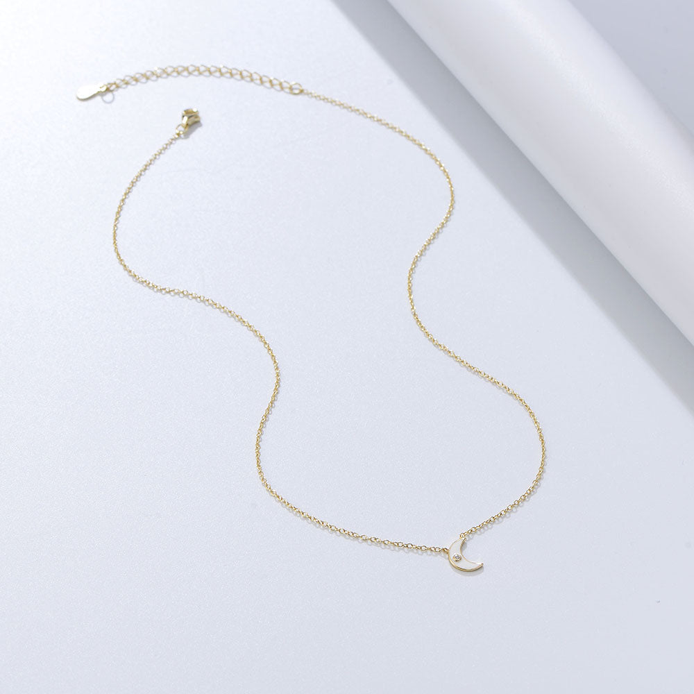 Beautiful  Enamel Crescent Moon Pendant Necklace