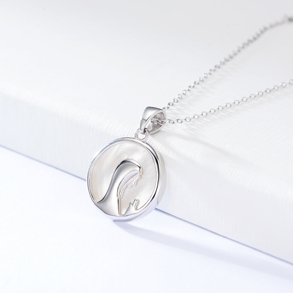 Round Religious Jewelry White Shell Pendant Necklace