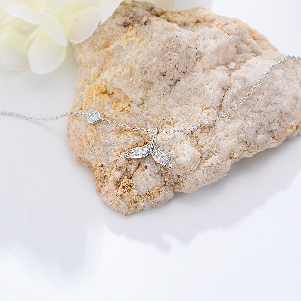 14K 18K Gold Plated Beach Mermaid Tail Chain Cubic Zircon 925 Sterling Silver Charm Anklets