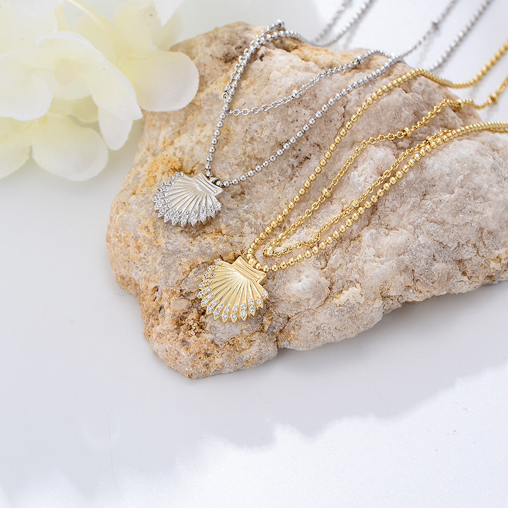 Summer Fashion Double Layer Chain Seashell Charm Beach Anklet