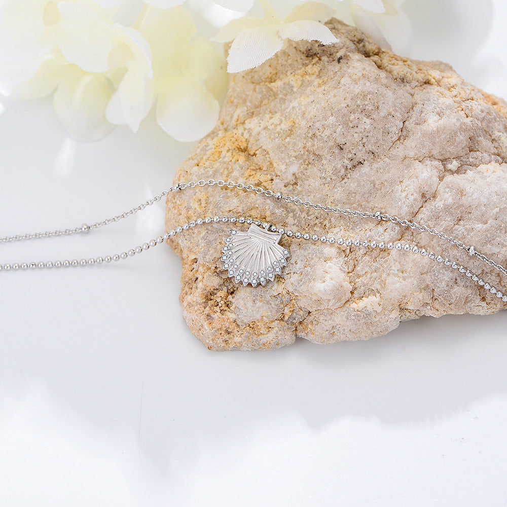 Summer Fashion Double Layer Chain Seashell Charm Beach Anklet