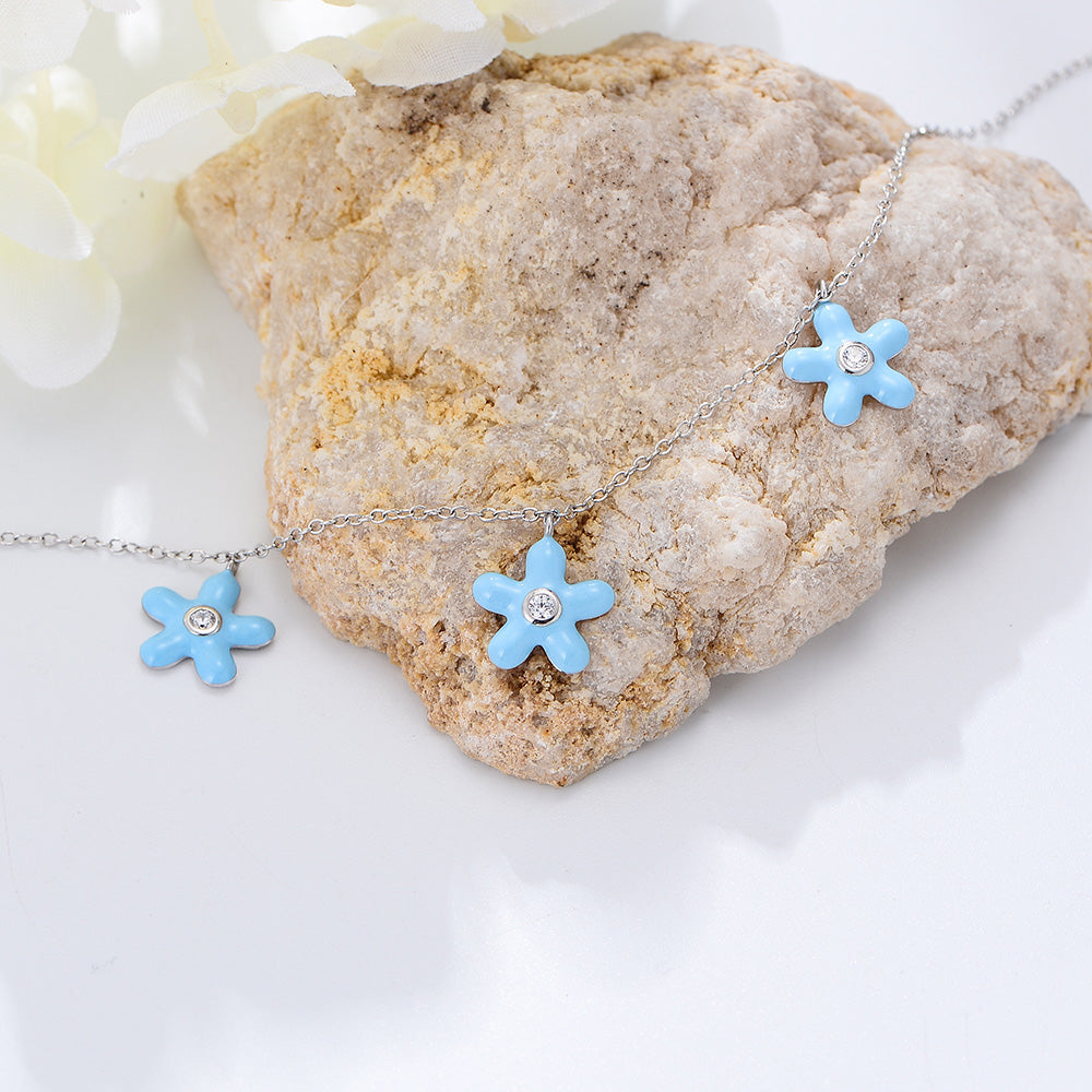 CZ Cubic Zirconia Beach Enamel Starfish Anklet