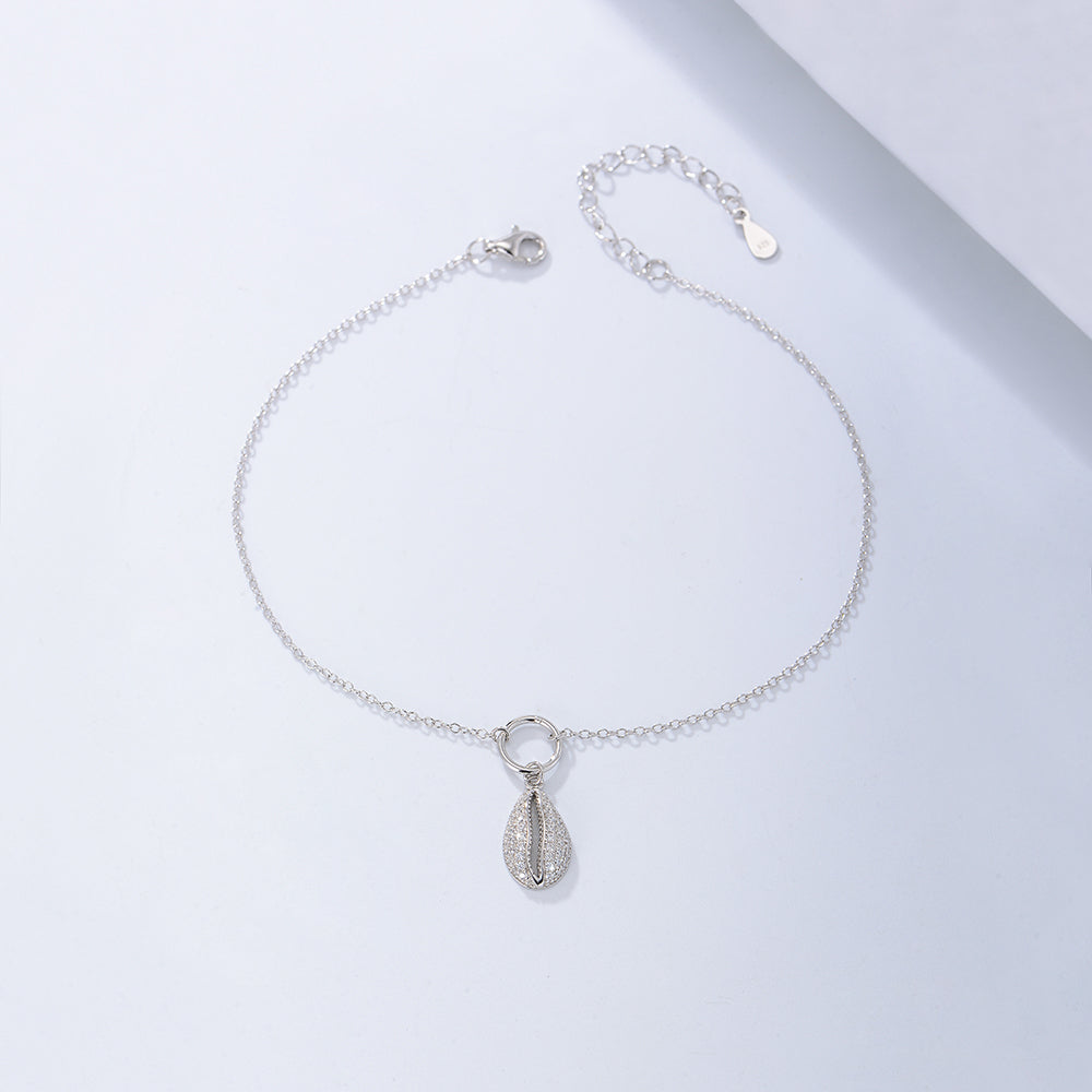 Fashion  Pave Zircon Shell Charm Women Gold Plated Anklets