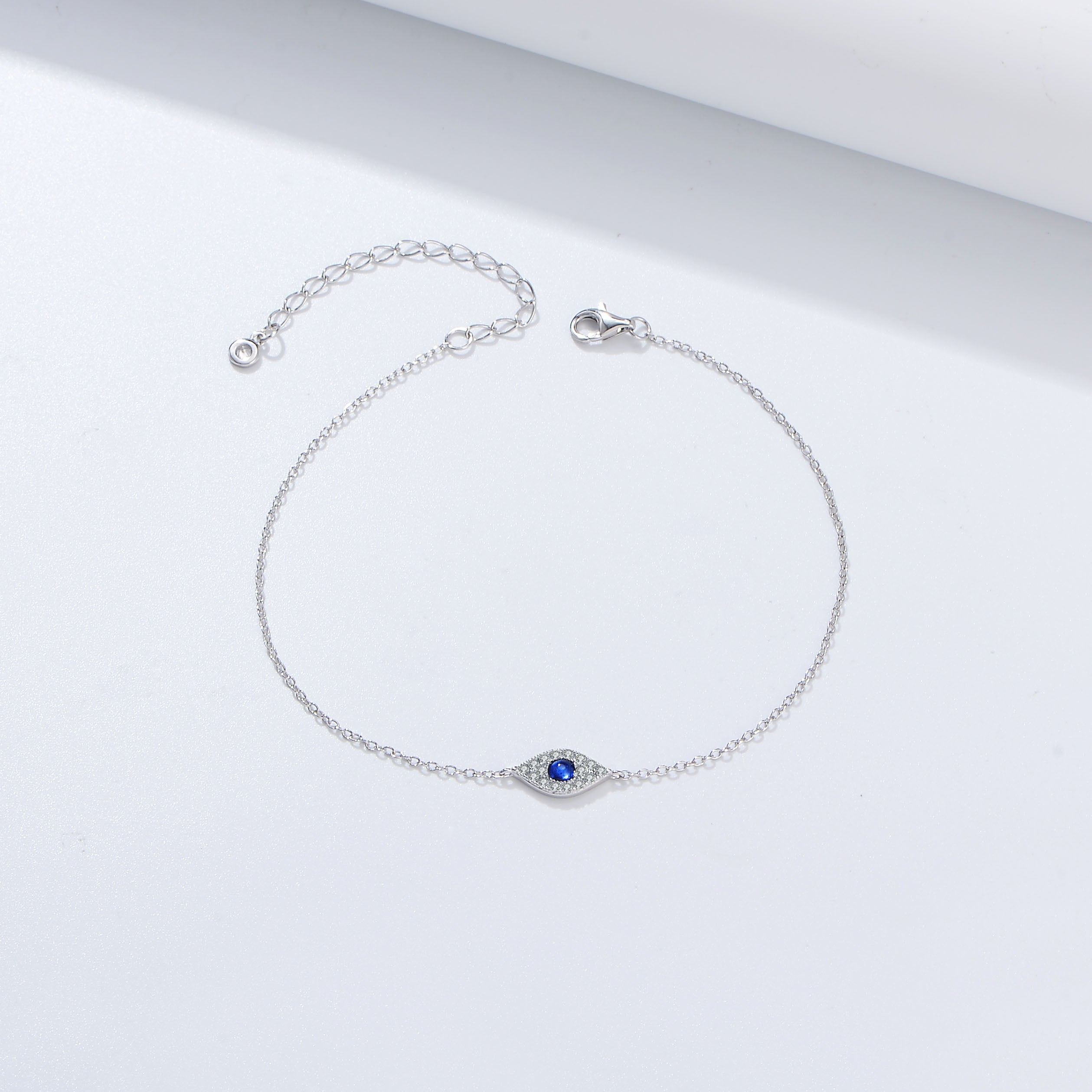 Fashion Jewelry  Cubic Zirconia Blue Evil Eye Link Chain Bracelet