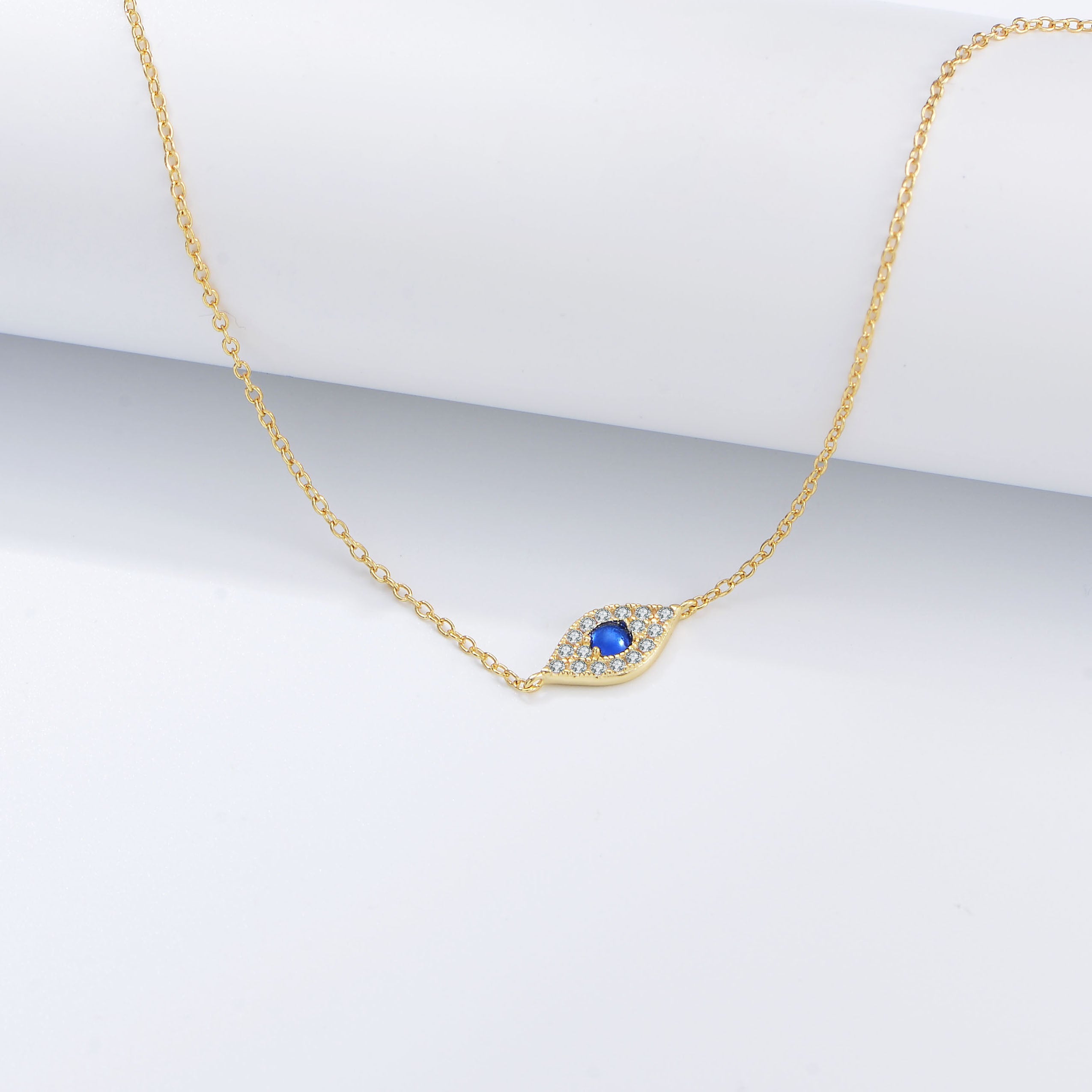 Fashion Jewelry  Cubic Zirconia Blue Evil Eye Link Chain Bracelet