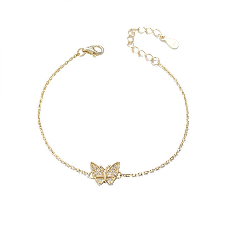 Fashion Cubic Zirconia Butterfly Adjustable Charm Bracelet