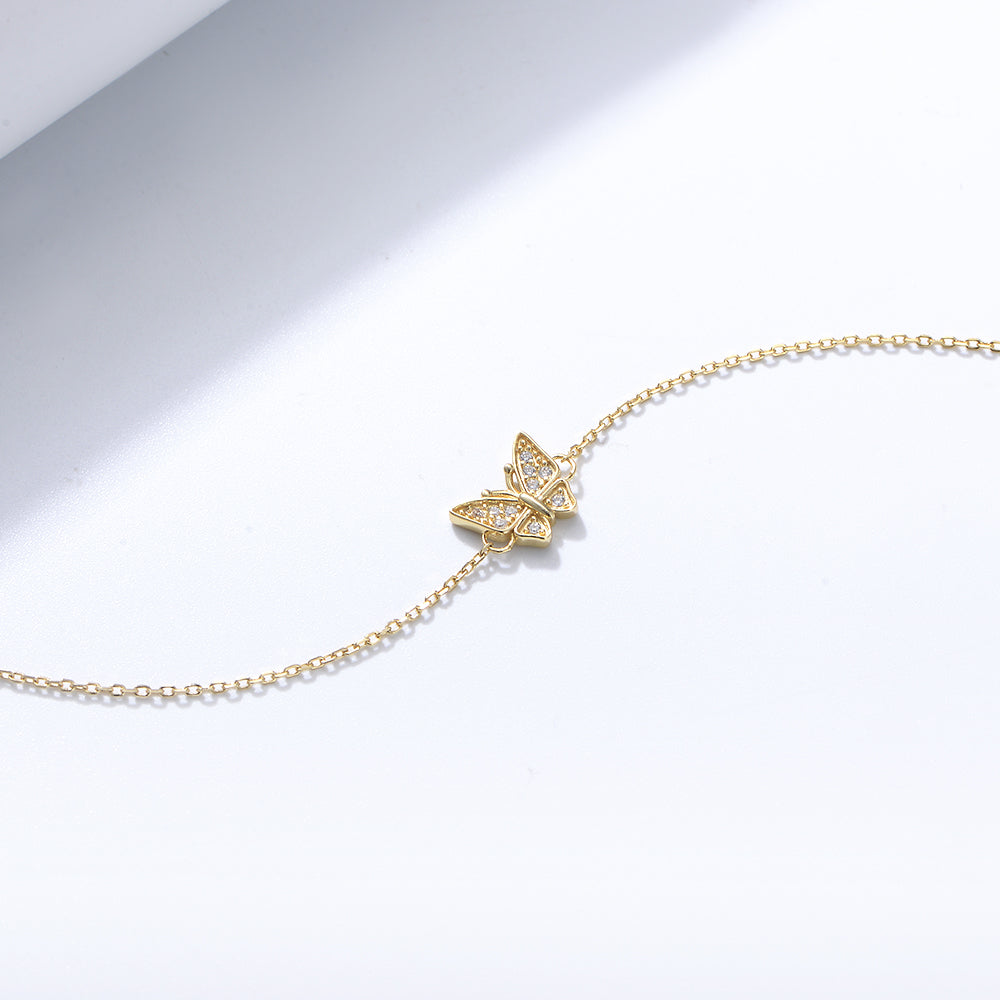 Fashion Cubic Zirconia Butterfly Adjustable Charm Bracelet
