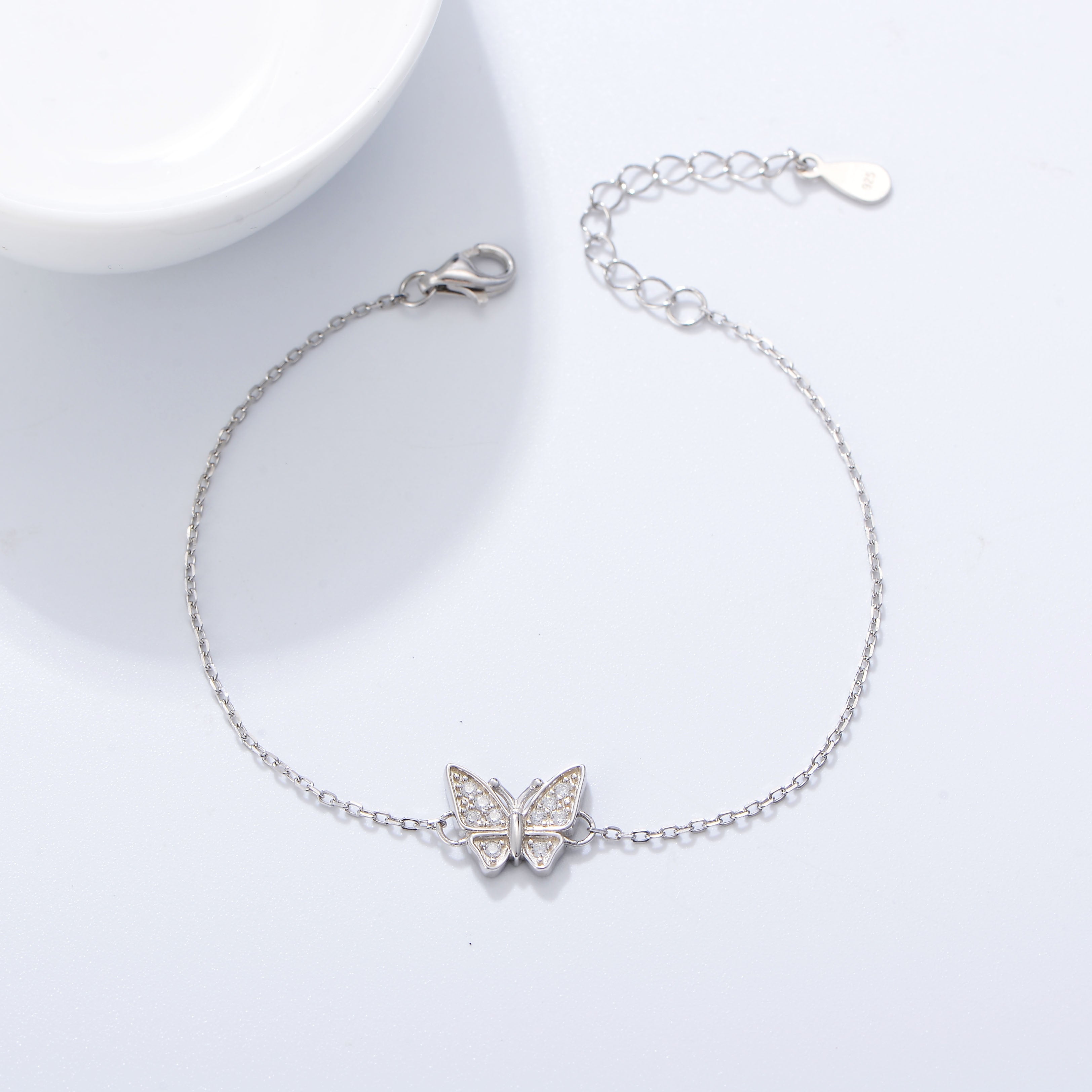 Fashion Cubic Zirconia Butterfly Adjustable Charm Bracelet